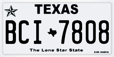 TX license plate BCI7808