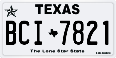 TX license plate BCI7821