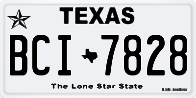 TX license plate BCI7828