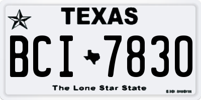 TX license plate BCI7830