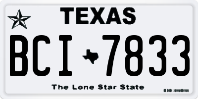 TX license plate BCI7833