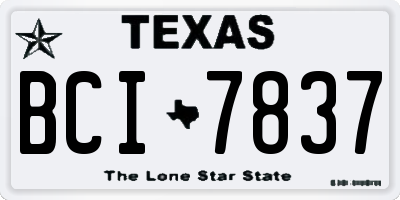 TX license plate BCI7837
