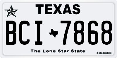 TX license plate BCI7868