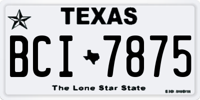 TX license plate BCI7875