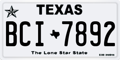 TX license plate BCI7892