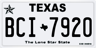 TX license plate BCI7920