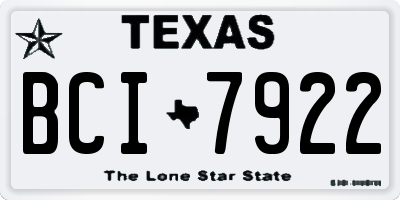 TX license plate BCI7922