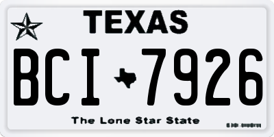 TX license plate BCI7926