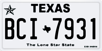 TX license plate BCI7931