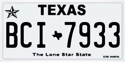 TX license plate BCI7933