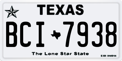 TX license plate BCI7938