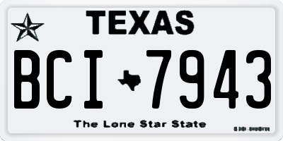 TX license plate BCI7943