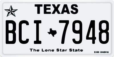 TX license plate BCI7948