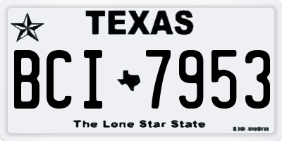 TX license plate BCI7953