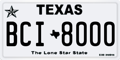 TX license plate BCI8000