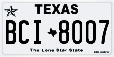 TX license plate BCI8007