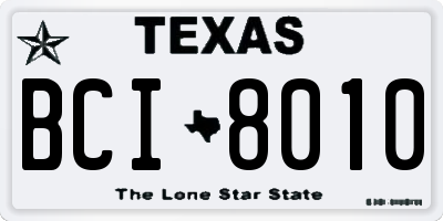 TX license plate BCI8010