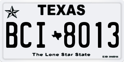 TX license plate BCI8013