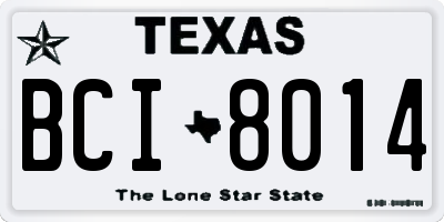 TX license plate BCI8014