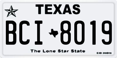 TX license plate BCI8019