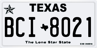 TX license plate BCI8021