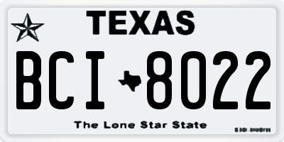 TX license plate BCI8022