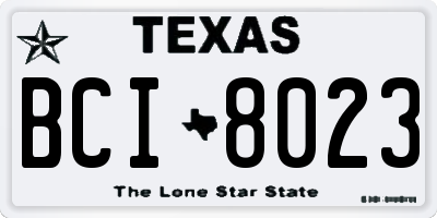 TX license plate BCI8023