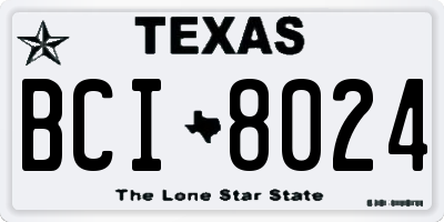 TX license plate BCI8024