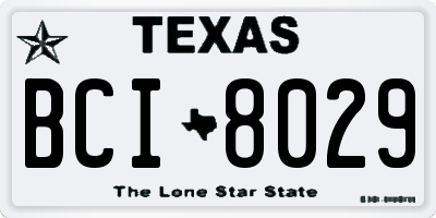 TX license plate BCI8029