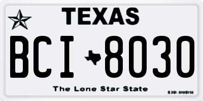 TX license plate BCI8030