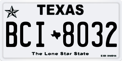 TX license plate BCI8032