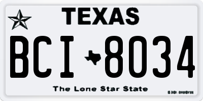TX license plate BCI8034