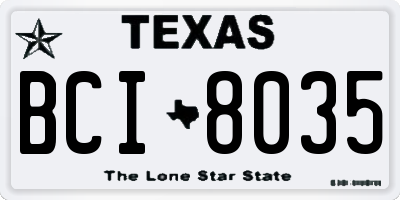 TX license plate BCI8035