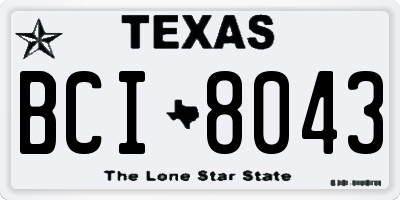 TX license plate BCI8043