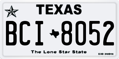 TX license plate BCI8052