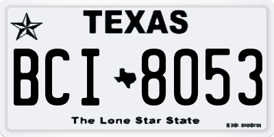 TX license plate BCI8053