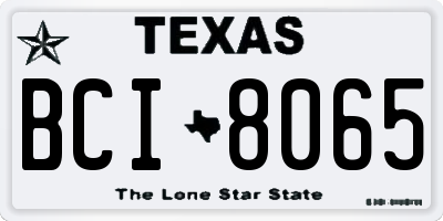 TX license plate BCI8065