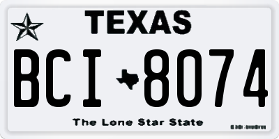TX license plate BCI8074