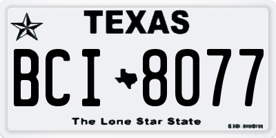 TX license plate BCI8077