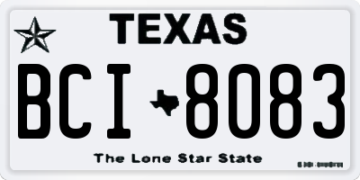 TX license plate BCI8083