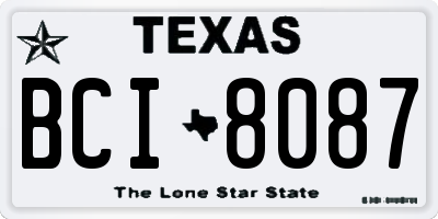 TX license plate BCI8087