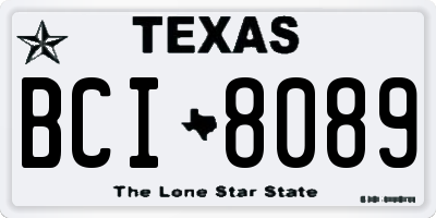 TX license plate BCI8089