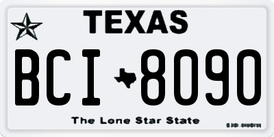 TX license plate BCI8090