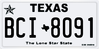 TX license plate BCI8091