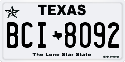 TX license plate BCI8092