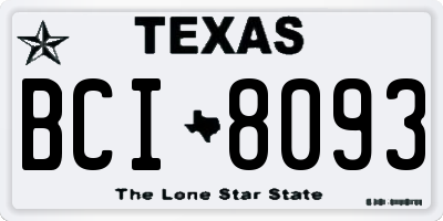 TX license plate BCI8093