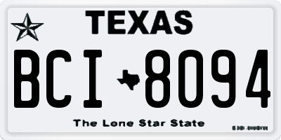 TX license plate BCI8094