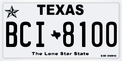 TX license plate BCI8100