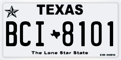 TX license plate BCI8101