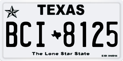 TX license plate BCI8125
